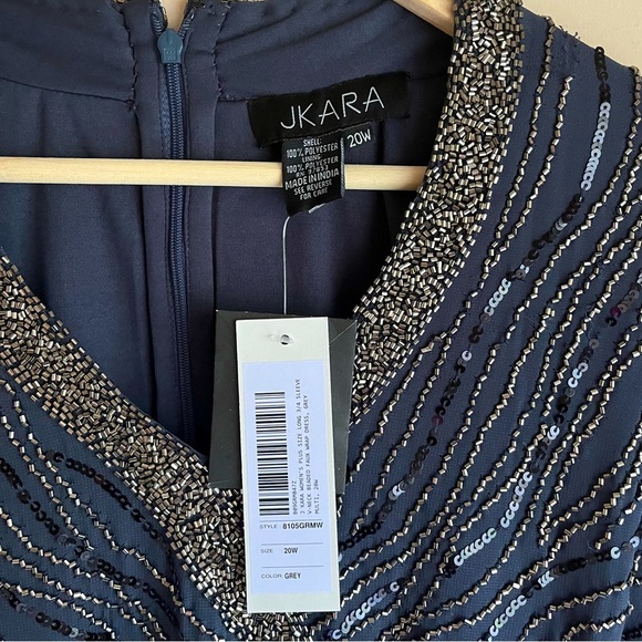 J Kara Navy Beaded Dress - NWT- Size 20W- with flutter sleeve - Picture 10 of 11